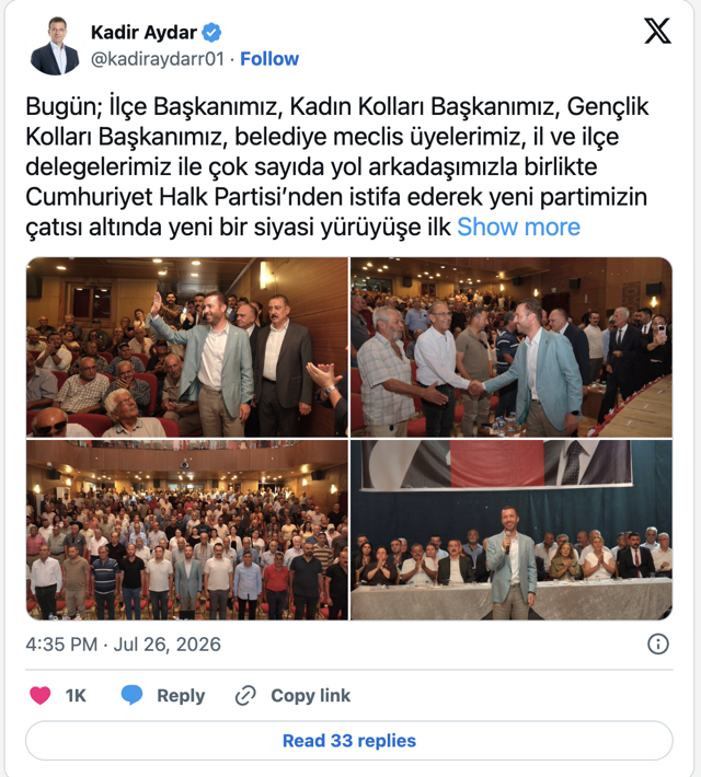 Belediye başkanı ve meclis üyeleri istifa edip Yeni Parti'ye geçti - Resim: 0