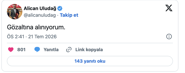 Gazeteci Alican Uludağ neden gözaltına alındı? İşte attığı son twit - Resim: 0
