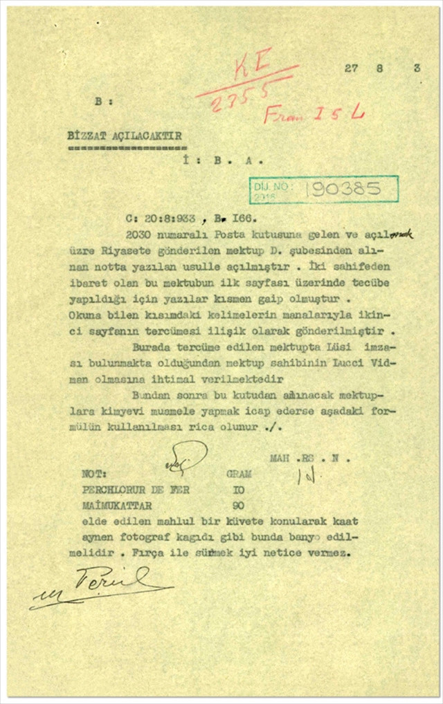 MİT 91 yıl önceki belgeyi paylaştı gizmi mektup açma formülü - Resim: 0
